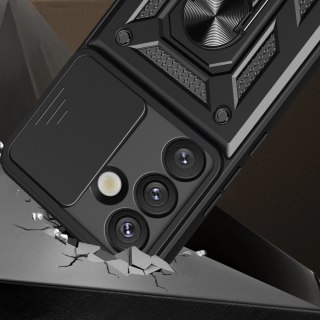 Pancerne etui Hybrid Armor Camshield z podstawką i osłoną aparatu na Vivo V50 5G - czarne