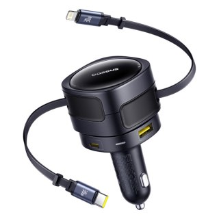 Ładowarka samochodowa Baseus Enjoyment Max 90W 2x USB-C + kabel USB-C i Lightning - czarna