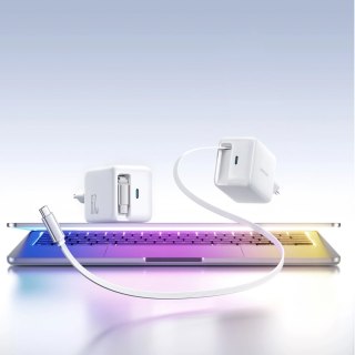 Ładowarka sieciowa Joyroom JR-TCL06 67W GaN z wbudowanym zwijanym kablem USB-C - biała