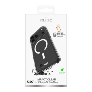 Etui Puro Impact Clear D3O TPU+PC kompatybilne z MagSafe na iPhone 17 Pro Max - przezroczyste