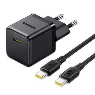 Ładowarka sieciowa Baseus Palm 1C 20W (z kablem Baseus Mini White USB-C 60W (20V/3A) 1m) - czarna