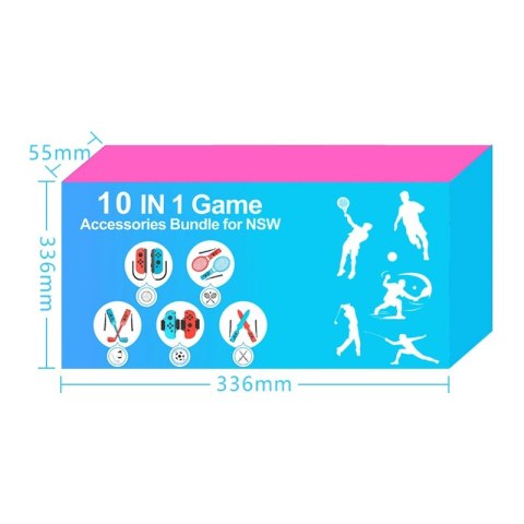 Pakiet akcesoriów rodzinnych 10 w 1 do gry Nintendo Switch Sports - zestaw czerwony i niebieski