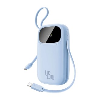 Powerbank Baseus EnerFill FC31 QPow3 20000mAh 45W z wyświetlaczem z kablami USB-C i Lightning - niebieski