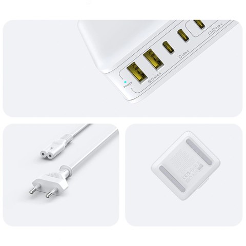 Stacja ładująca Baseus EnerFill FH21 120W 4xUSB-C + 2xUSB-A - biała
