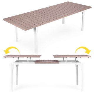 Stół ogrodowy rozkładany 180-240 cm do 12 os. stal HDPE beżowy MultiGarden