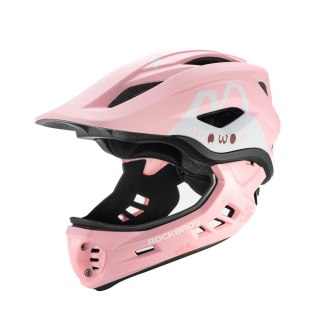 Kask rowerowy Rockbros TT-32002 Rabbit dziecięcy z odpinaną szczęką rozmiar M (54-58) - różowy