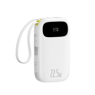 Powerbank Baseus EnerFill FC31 QPow3 10000mAh 22.5W z wyświetlaczem cyfrowym z 2 wbudowanymi kablami - biały
