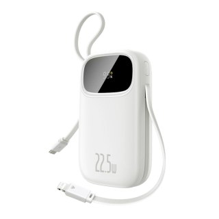 Powerbank Baseus EnerFill FC31 QPow3 10000mAh 22.5W z wyświetlaczem cyfrowym z 2 wbudowanymi kablami - biały