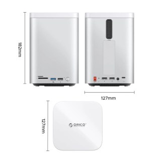 Stacja dokująca Orico MiniTower z kieszeniami na dyski twarde do 56TB - srebrna