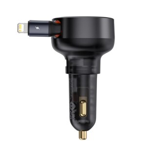 Ładowarka samochodowa Baseus Enjoyment Pro 55W USB-A ze zwijanym kablem Lightning - czarna