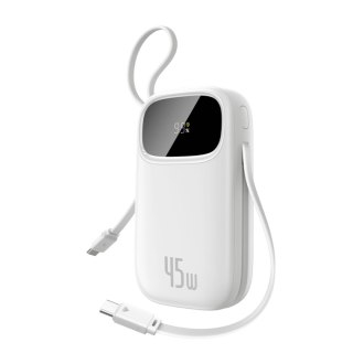 Powerbank Baseus EnerFill FC31 QPow3 20000mAh 45W z wyświetlaczem cyfrowym z 2 wbudowanymi kablami USB-C - biały