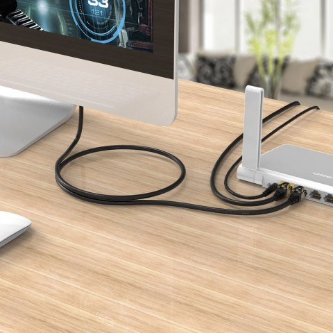 Kabel sieciowy Ethernet Orico PUG-C7 CAT7 10Gbps RJ45 internetowy LAN okrągły 0,5 m - czarny