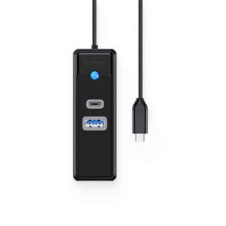 Hub USB Orico PW3UR25-C3 3-portowy 1x USB-A 3.0 1x USB-C 3.0 1x RJ45 2.5G Ethernet 0,15 m - czarny