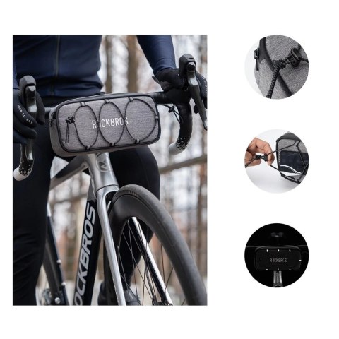 Torba rowerowa Rockbros TL001 ROAD TO SKY 1,9 l na kierownicę wodoodporna - szara