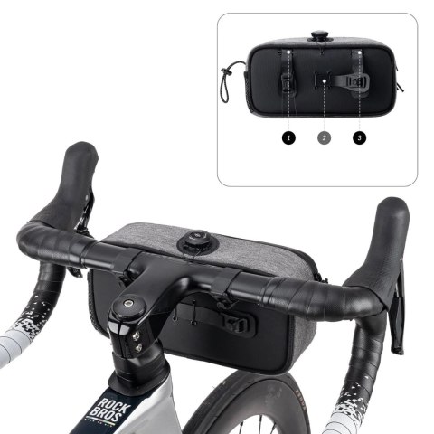 Torba rowerowa Rockbros TL001 ROAD TO SKY 1,9 l na kierownicę wodoodporna - szara