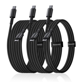Zestaw kabli Baseus Tungsten Gold 100W USB-C - USB-C 1m 2m 3m - czarny
