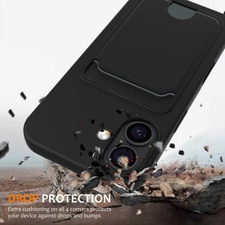 Etui na iPhone 17 z TPU z uchwytem na kartę i smyczą crossbody - czarne
