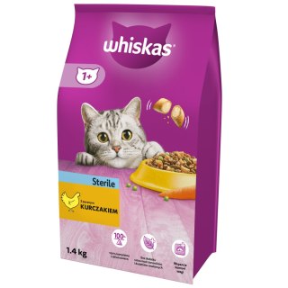 WHISKAS Sterile 1,4kg - sucha karma dla kotów po sterylizacji z kurczakiem