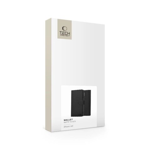 Etui Tech-Protect Wallet na iPhone 16e / 17e - czarny mat