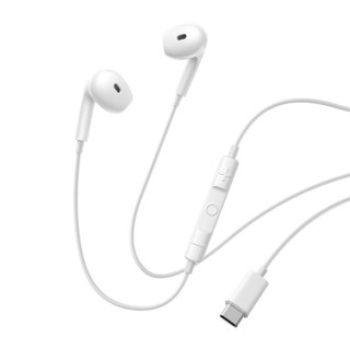 Słuchawki Baseus Encok CZ19 z USB-C przewodowe douszne - białe