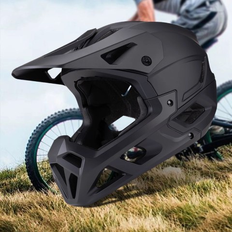 Kask rowerowy fullface Wozinsky z odpinanym daszkiem 60-62 cm - czarny