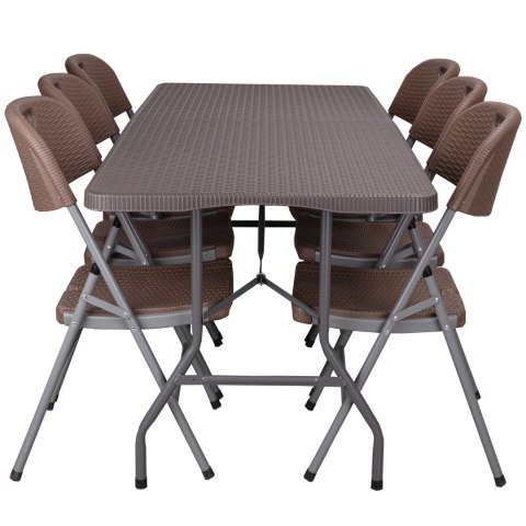 Zestaw cateringowy RATTAN stół 180 cm + 6 krzeseł
