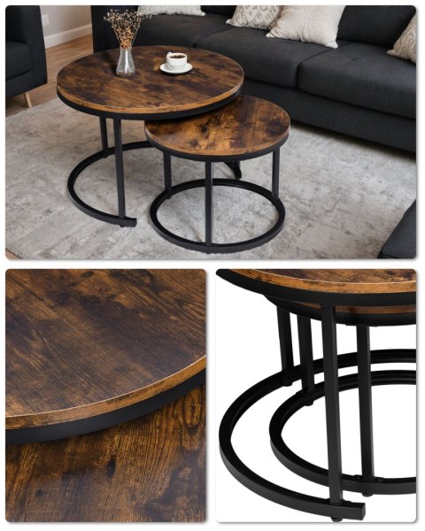 Zestaw dwóch stolików loft Galen Rustic