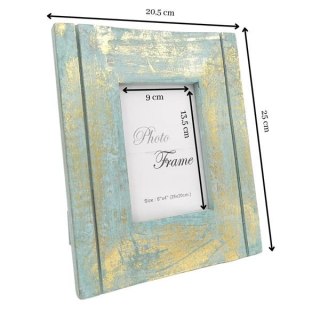 Drewniana ramka na zdjęcia złoto-mięta - 30898 - format zdjęcia 15x10cm