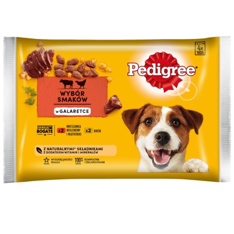 Pedigree Mokra Karma Dla Dorosłych Psów W Galaretce (Z Wołowiną, Z Drobiem) 4x100g
