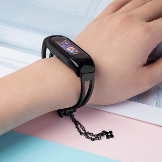 Metalowa bransoleta do Xiaomi Mi Band 3 / 4 / 5 / 6 opaska pasek - czarna