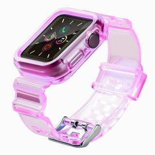 Silikonowa opaska pasek bransoleta bransoletka etui Strap Light Set do zegarka Apple Watch 40 mm - czerwona