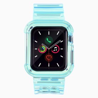 Silikonowa opaska pasek bransoleta bransoletka etui Strap Light Set do zegarka Apple Watch 40 mm - niebieska