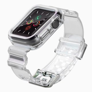 Silikonowa opaska pasek bransoleta bransoletka etui Strap Light Set do zegarka Apple Watch 44 mm - czarna