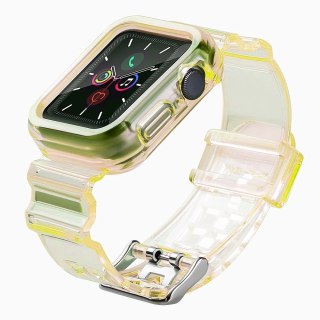 Silikonowa opaska pasek bransoleta bransoletka etui Strap Light Setdo zegarka Apple Watch 44 mm- żółta