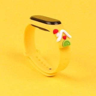 Opaska Strap Xmas do Xiaomi Mi Band 5 / 6 świąteczny silikonowy pasek bransoletka z domkiem - żółta
