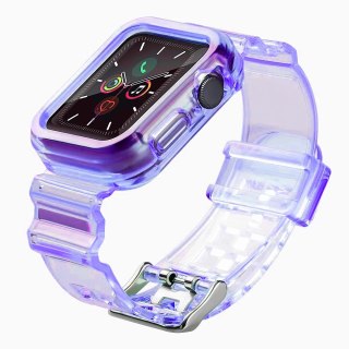 Silikonowa opaska pasek bransoleta bransoletka etui Strap Light Set do zegarka Apple Watch 38 mm - fioletowa