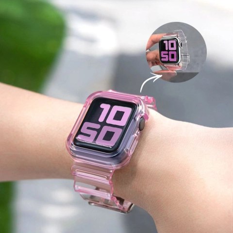Silikonowa opaska pasek bransoleta bransoletka etui Strap Light Set do zegarka Apple Watch 40 mm - fioletowa