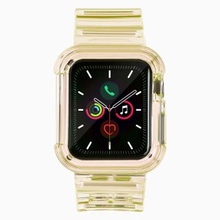Silikonowa opaska pasek bransoleta bransoletka etui Strap Light Set do zegarka Apple Watch 40 mm - żółta