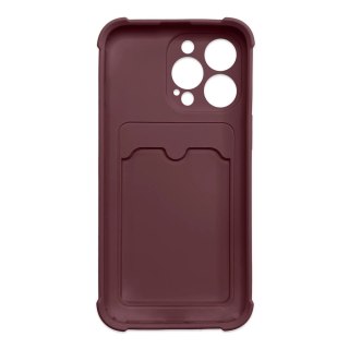 Card Armor Case etui pokrowiec do iPhone 12 Pro portfel na kartę silikonowe pancerne etui Air Bag malinowy
