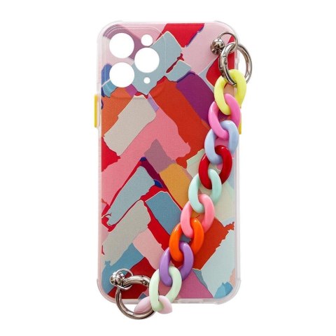 Color Chain Case żelowe elastyczne etui z łańcuchem łańcuszkiem zawieszką do Xiaomi Redmi Note 10 / Redmi Note 10S wielokolorowy