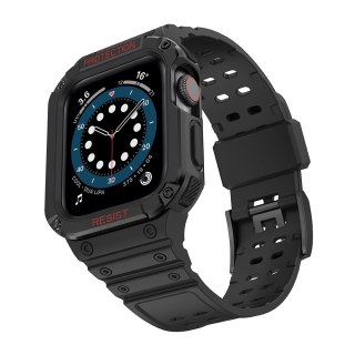 Pasek z etui ochronnym Protect Strap Band do Apple Watch 38 / 40 / 41 mm opaska obudowa pancerna - czarny