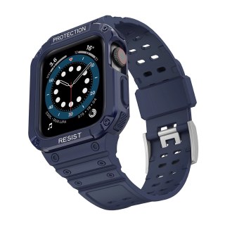 Pasek z etui ochronnym Protect Strap Band do Apple Watch 42 / 44 / 45 mm opaska obudowa pancerna - niebieski