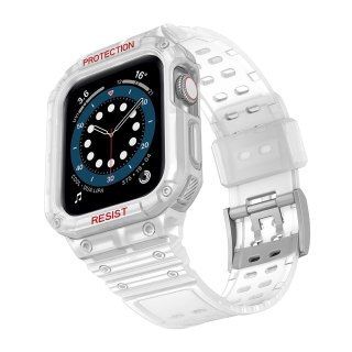 Pasek z etui ochronnym Protect Strap Band do Apple Watch 42 / 44 / 45 mm opaska obudowa pancerna - przezroczysty