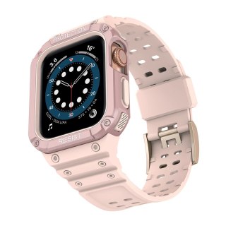 Pasek z etui ochronnym Protect Strap Band do Apple Watch 42 / 44 / 45 mm opaska obudowa pancerna - różowy