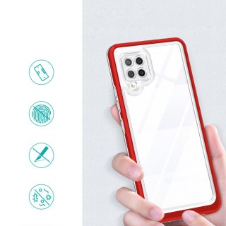 Clear 3in1 etui do Samsung Galaxy A42 5G żelowy pokrowiec z ramką czerwony
