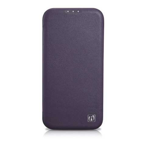 ICarer CE Premium Leather Folio Case skórzane etui iPhone 14 Plus z klapką magnetyczne MagSafe ciemnofioletowy (WMI14220715-DP)