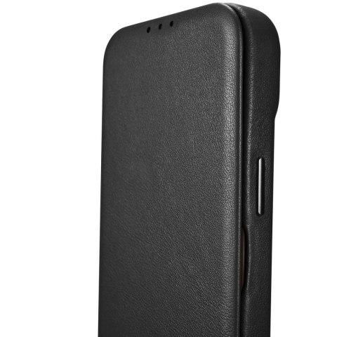 ICarer CE Premium Leather Folio Case skórzane etui iPhone 14 Plus z klapką magnetyczne MagSafe czarny (WMI14220715-BK)