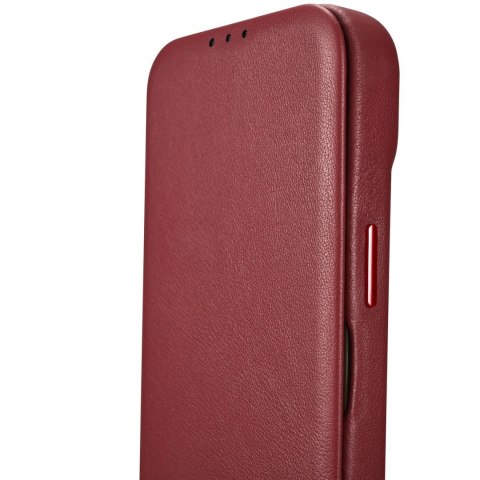 ICarer CE Premium Leather Folio Case skórzane etui iPhone 14 Plus z klapką magnetyczne MagSafe czerwony (WMI14220715-RD)