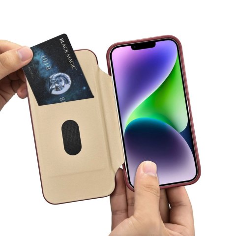 ICarer CE Premium Leather Folio Case skórzane etui iPhone 14 Plus z klapką magnetyczne MagSafe czerwony (WMI14220715-RD)