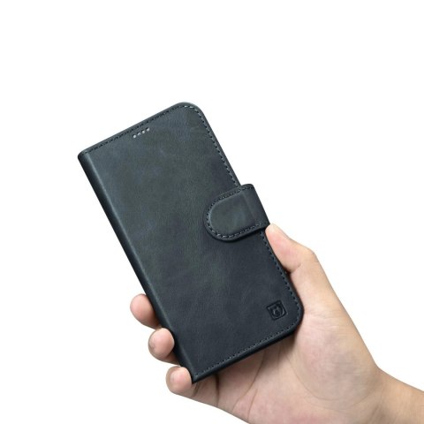 ICarer Oil Wax Wallet Case 2in1 etui iPhone 14 Plus skórzany pokrowiec z klapką Anti-RFID niebieski (WMI14220723-BU)